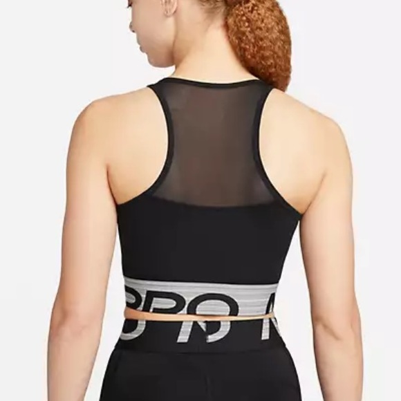 NWT Ladies NIKE PRO DRI-FIT Black Cropped Sleeveless Graphic Training Top S - Picture 2 of 12